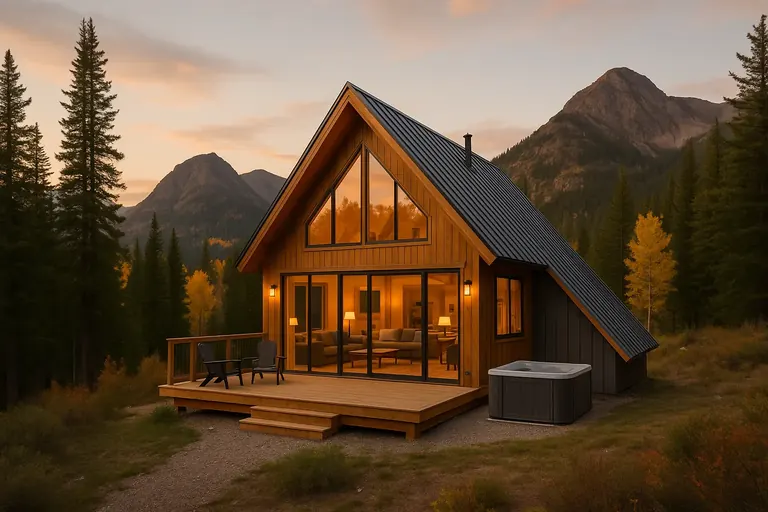 Vacation rental cabin with an outdoor deck